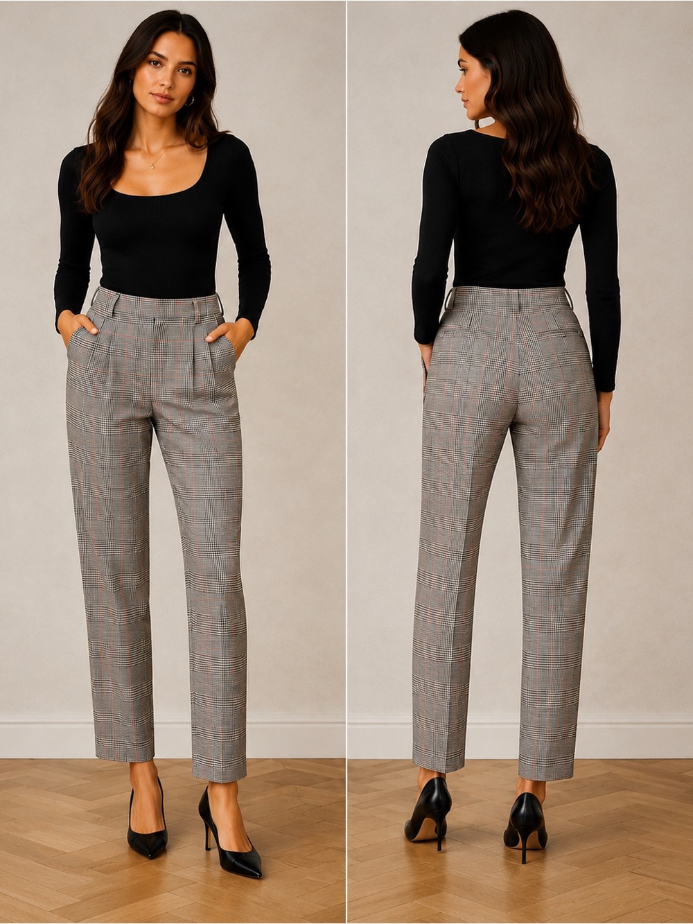 The Limited Plaid Pleated Tapered Pants Size 4